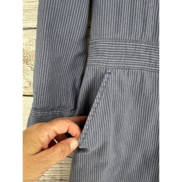 Brixton Hickory Striped Coveralls Jumpsuit Womens XS Blue White Button Front - Picture 4 of 14